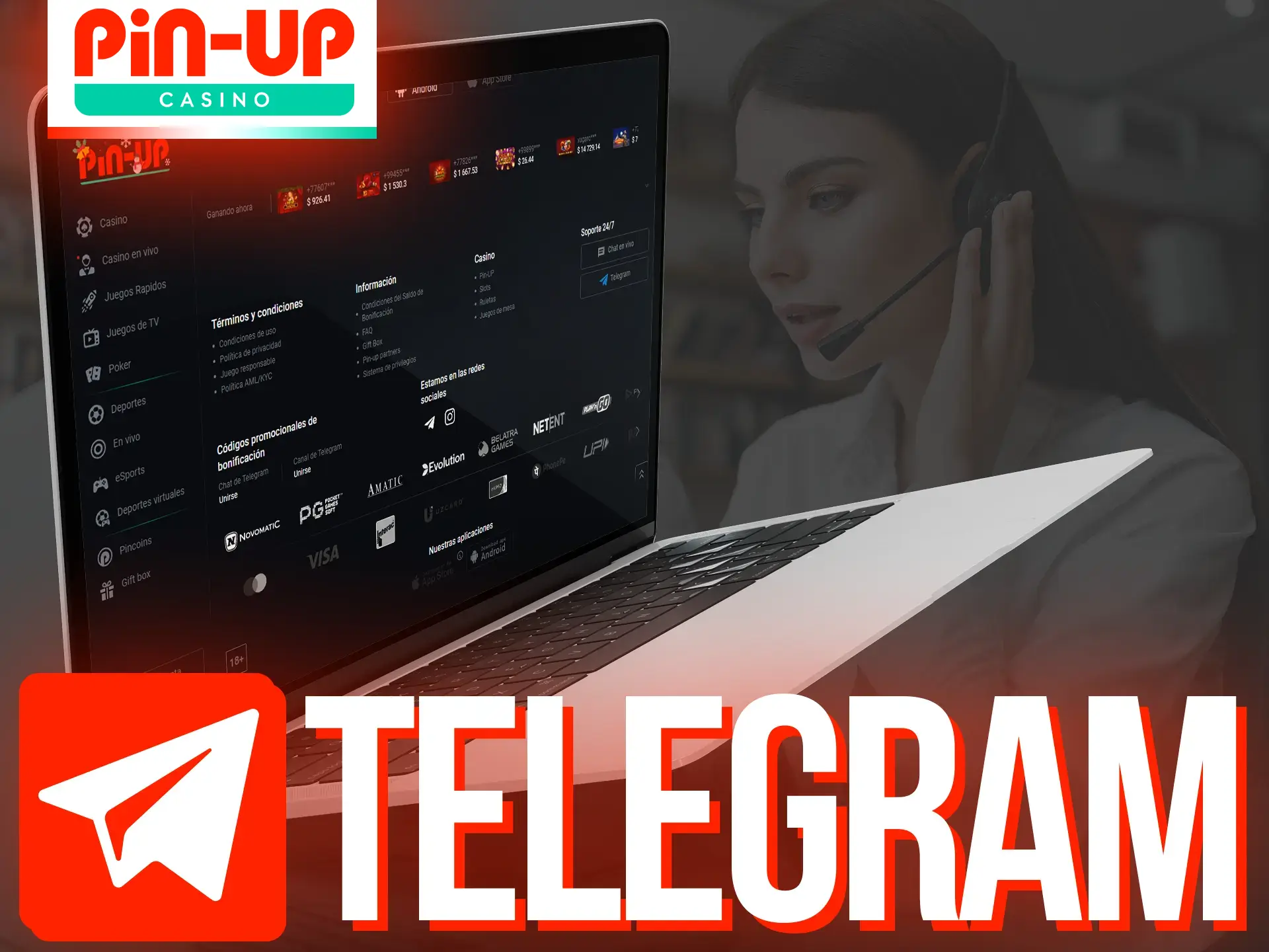 Usa Telegram para comunicarte con Pin-Up.