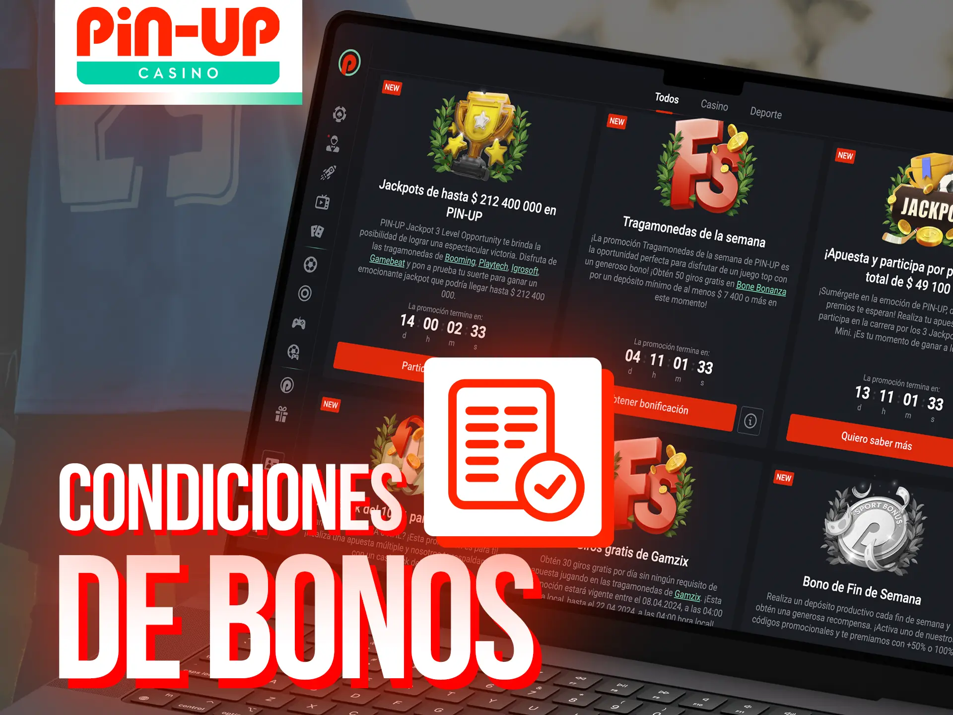 Consulte y conozca los términos de bonificación en Pin-Up.