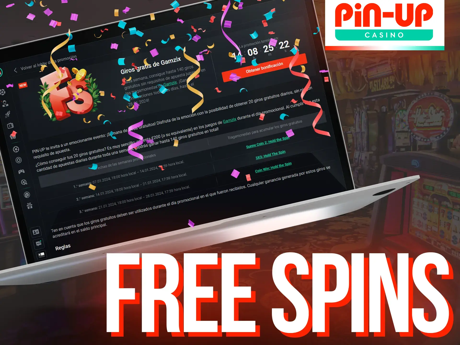 Freespins en Pin-Up para apostar gratis en tragamonedas.