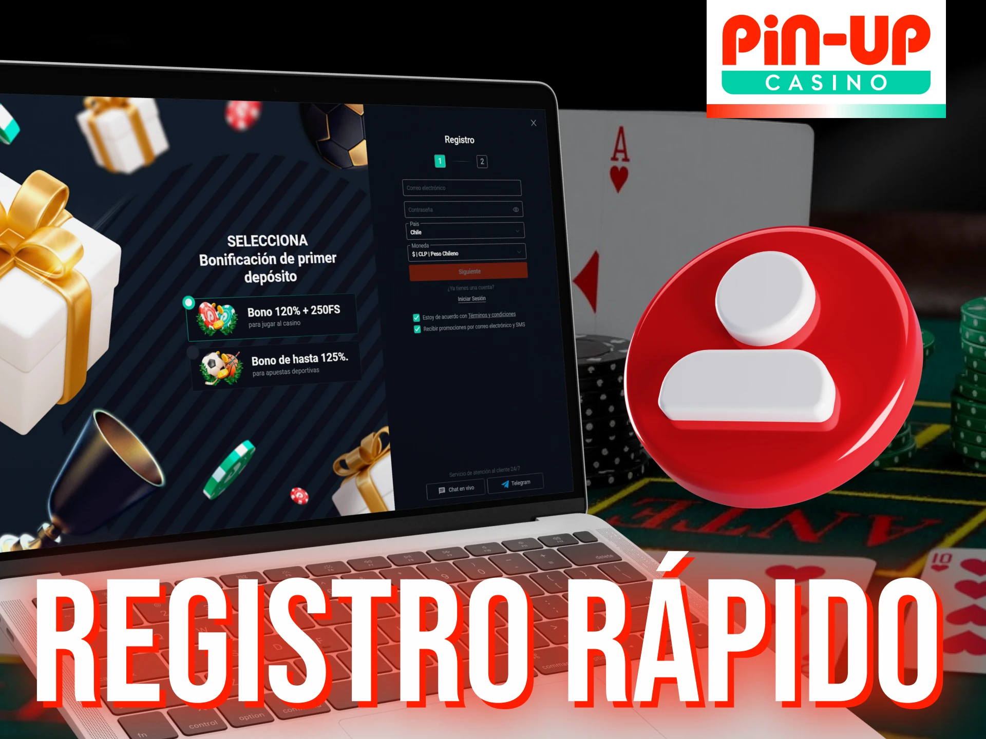 Registrate en Pin Up y recibe un bono de bienvenida.