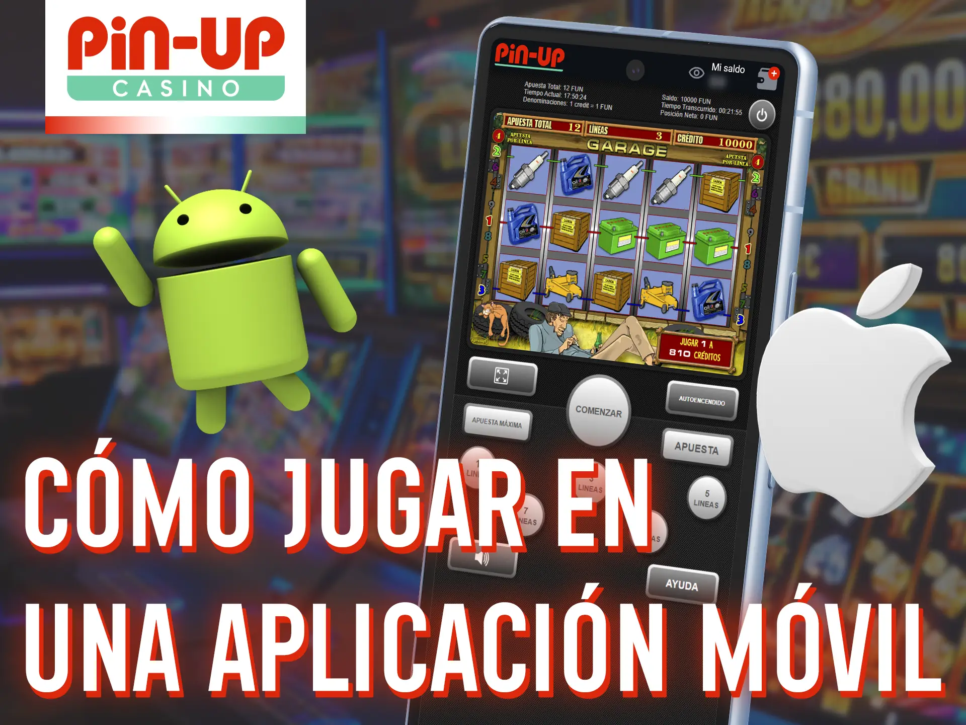 Prueba a jugar a la tragaperras Garage en la aplicación móvil Pin-Up.