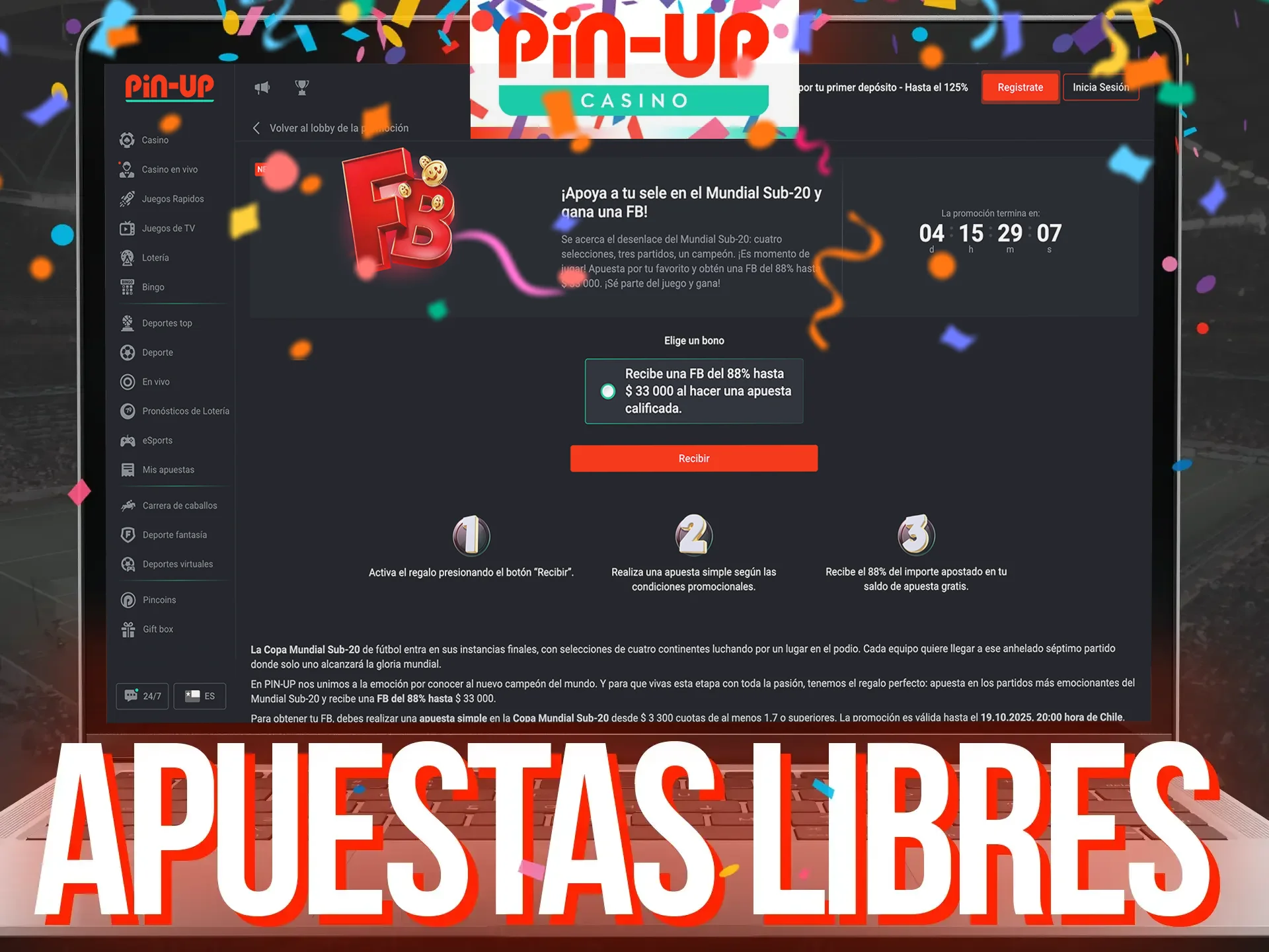 Apuestas libres en Pin-Up para ganar más.